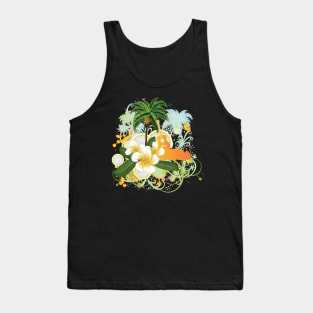 Tropical background with palm and guitar Tank Top